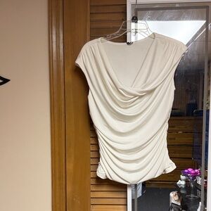 Elegant Cream Drape Blouse